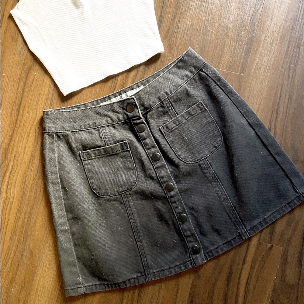 Brandy Melville Black Denim Mini Skirt